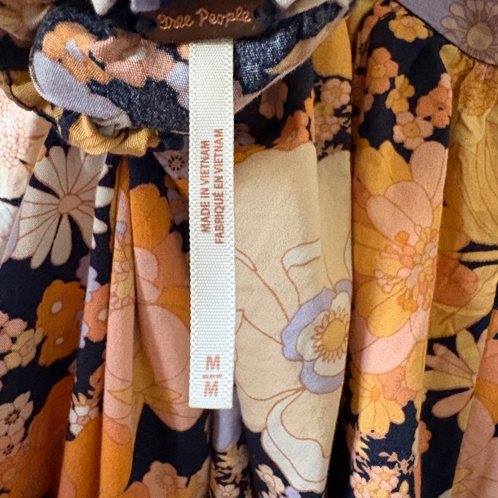 Free People Floral Maxi Dress in Peach, Black, White - Picture 4 of 6